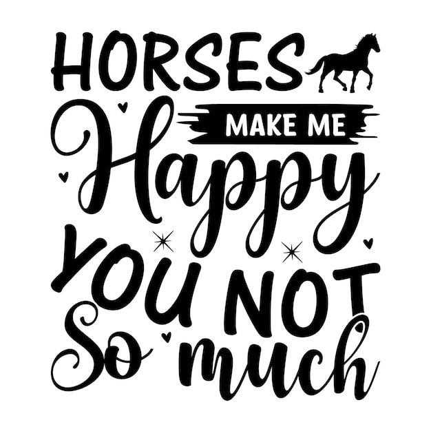Vetor design de letras de cavalos para banners de saudação, mouse pads, impressões, cartões e pôsteres, canecas, notebooks