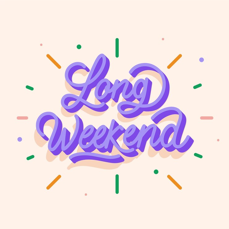 Vetor design de letras de fim de semana prolongado desenhado à mão