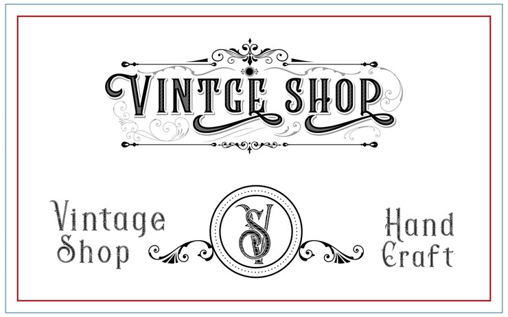Vetor design de letras de fonte decorativa vintage em estilo retrô com etiqueta