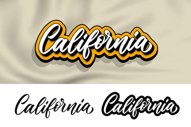 Design de letras de mão da Califórnia para impressão em roupas Letras vetoriais isoladas em fundo branco