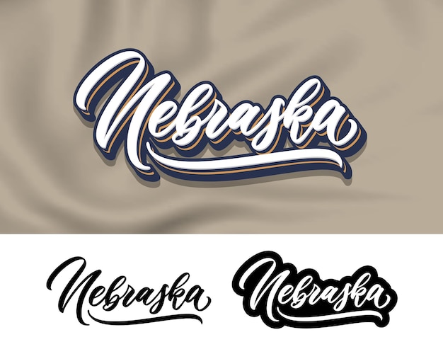 Design de letras de mão de Nebraska Ilustração vetorial de caligrafia moderna Vetor de texto de Nebraska Design de tipografia na moda