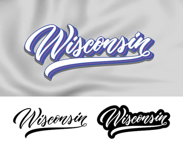Design de letras de mão de Wisconsin Ilustração vetorial de caligrafia moderna Vetor de texto de Wisconsin Design de tipografia na moda