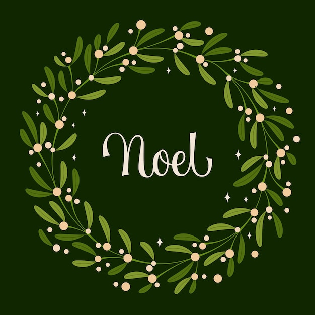 Design de letras de script moderno elegante noel com coroa de visco para eventos de natal