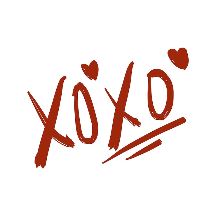 Vetor design de letras de tinta de frase xoxo cartaz de tipografia de caligrafia de pincel moderno isolado em ilustração vetorial de fundo branco