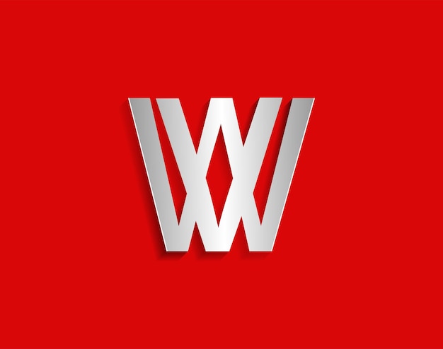 Design de letras wv em fundo vermelho para empresas e marcas