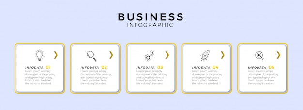 Design de linha fina infográfico com ícones e 5 opções ou etapas.