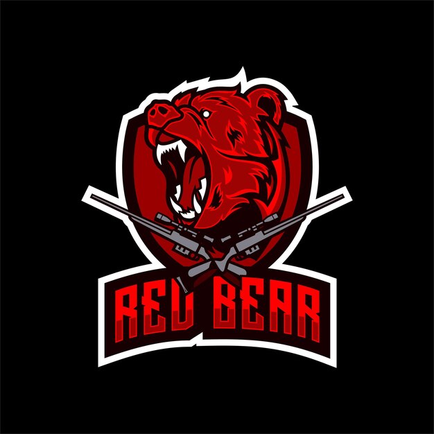 Design de logo esport urso vermelho