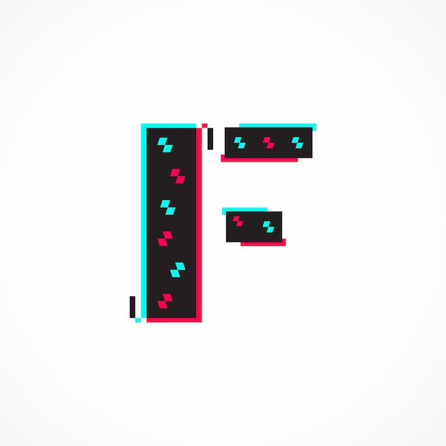 Design de Logo F de Identidade Corporativa com Efeito Abstrato Glitch