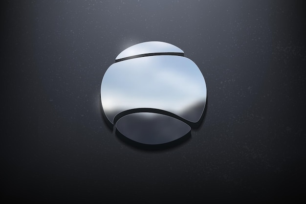 Design de logotipo 3D de bola de tênis, logotipo de maquete brilhante com parede texturizada. vetor realista