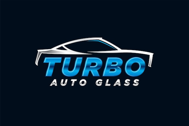 Vetor design de logotipo 3d de vidro automotivo turbo de carro para vidros automotivos e loja de carros