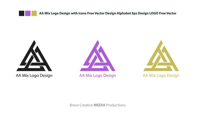 Design de logotipo AA Mix com ícones Design de vetores grátis Alfabeto Eps Design LOGO Vetor grátis