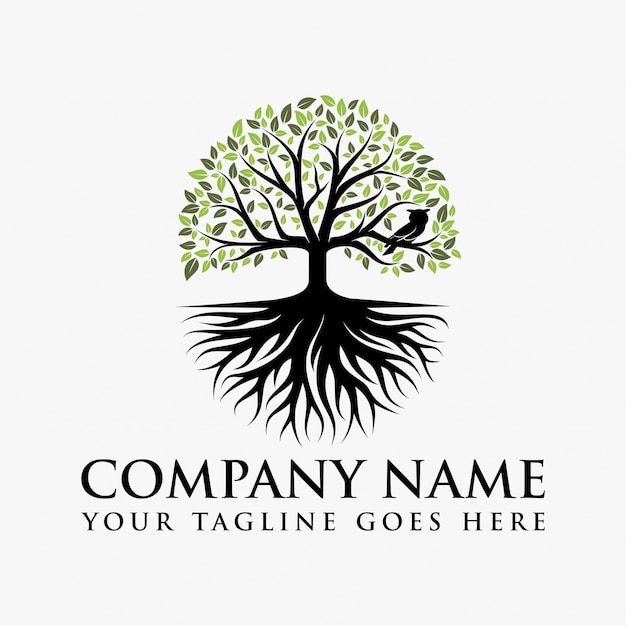 Vetor design de logotipo abstrato árvore vibrante