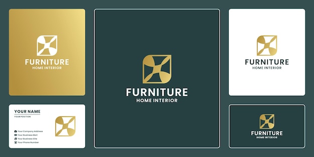 Design de logotipo abstrato de móveis para casa para empresa de renovação de interiores