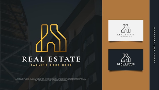 Design de logotipo abstrato de ouro imobiliário