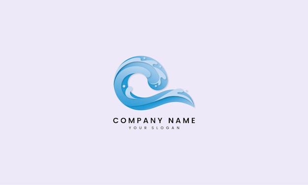 Design de logotipo abstrato letra c wave ocean