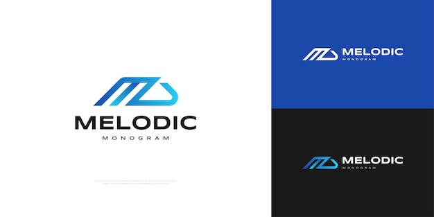 Design de logotipo abstrato letra inicial m e d em estilo azul moderno md monograma design de logotipo para logotipo de negócios e tecnologia