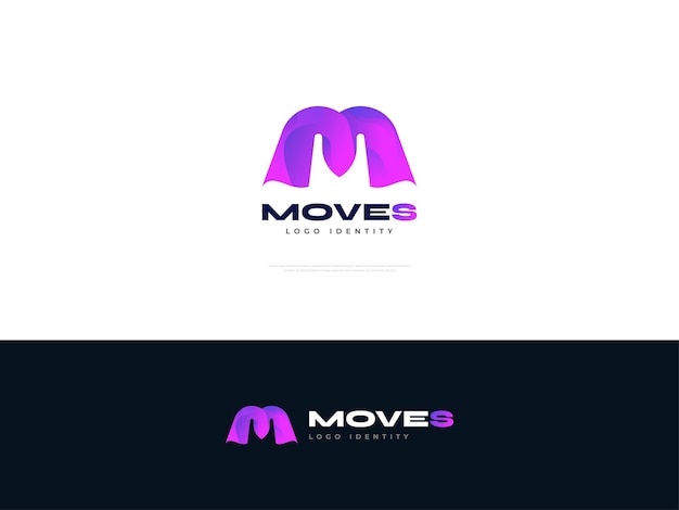 Design de logotipo abstrato letra M com conceito de gradiente moderno Logo M inicial em gradiente roxo