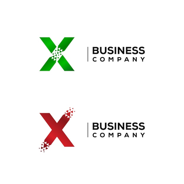 Design de logotipo abstrato letra x com seta de triângulos avançando para empresa de logística financeira