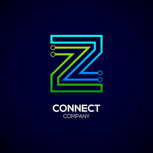 Vetor design de logotipo abstrato letra z com linha e pontos connect for technology and digital business company