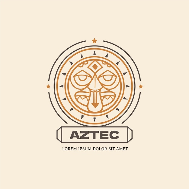 Vetor design de logotipo asteca desenhado à mão