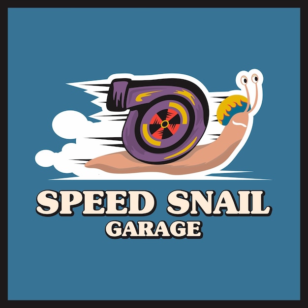 design de logotipo automotivo de garagem de caracol de velocidade turbo vetorial