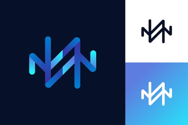 Design de logotipo azul letra n com conceito moderno e futurista adequado para logotipo de negócios e tecnologia