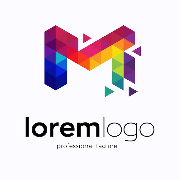 Design de logotipo baixo poli letra m