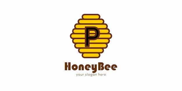 Vetor design de logotipo bee nest com letra p