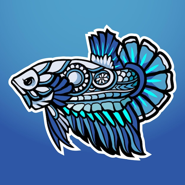 Design de logotipo betta fish mecha robô mascote esport