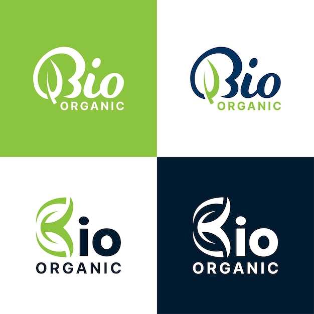 Vetor design de logotipo biológico conceito de folha orgânica conceito de marca de palavra de marca de texto para orgânica e folha natural