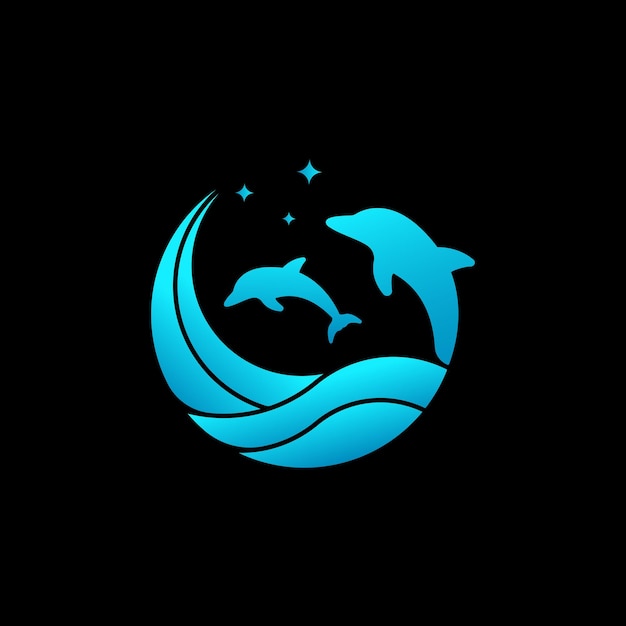 Vetor design de logotipo blue night dolphine para empresa ou negócios