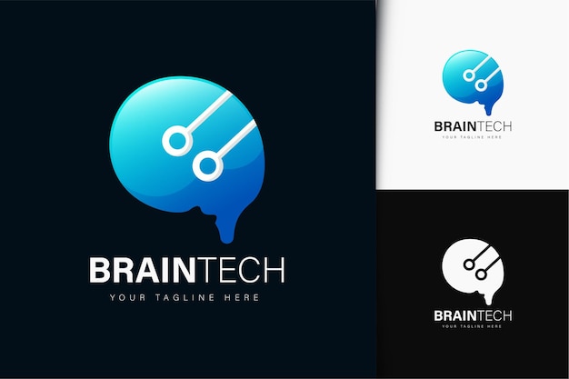 Design de logotipo brain tech com gradiente