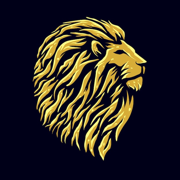 Design de logotipo cabeça de leão dourado