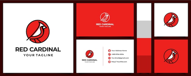 Design de logotipo cardinal vermelho com conceito de cartão de visita