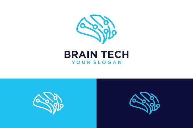 Design de logotipo cerebral com tecnologia