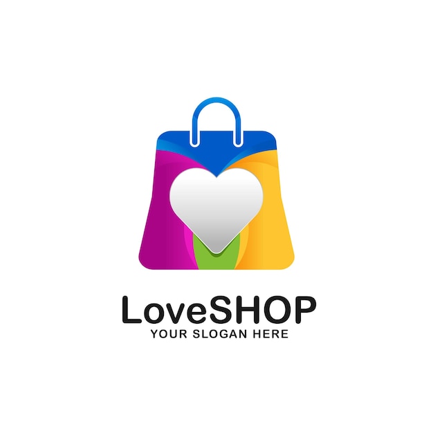 Design de logotipo colorido de loja de amor