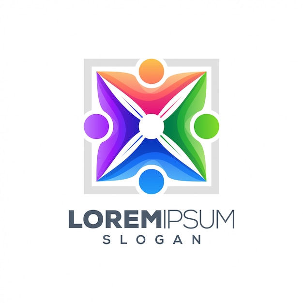 design de logotipo colorido de pessoas abstratas
