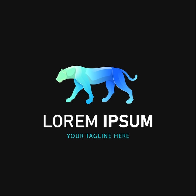 Design de logotipo colorido do tigre. Estilo do logotipo do animal gradiente
