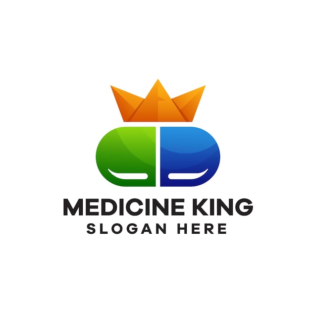 Design de logotipo colorido gradiente king da medicina