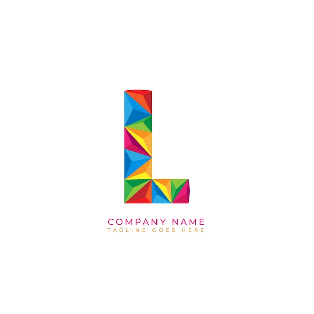 Design de logotipo colorido letra l para empresa de negócios em estilo de arte de baixo poli