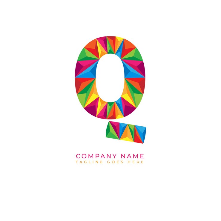 Vetor design de logotipo colorido letra q para empresa de negócios em estilo de arte de baixo poli