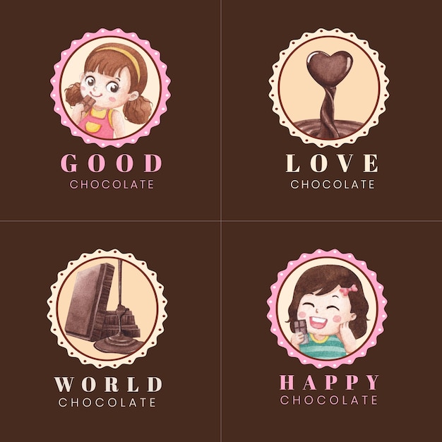 Design de logotipo com conceito do dia mundial do chocolate