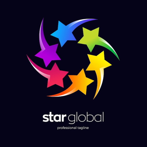 Design de logotipo com estrelas coloridas