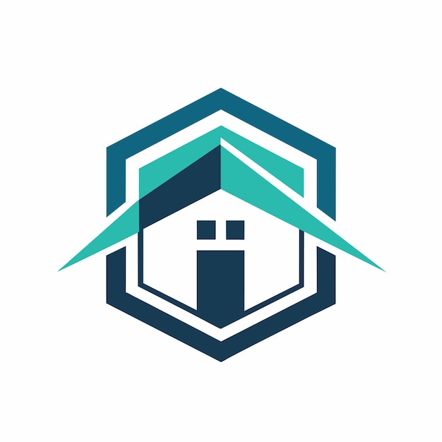 Design de logotipo com uma forma de casa com um telhado verde simples e moderno uma forma de casa minimalista cercada por espaço negativo design de logotipo vetorial moderno minimalista simples