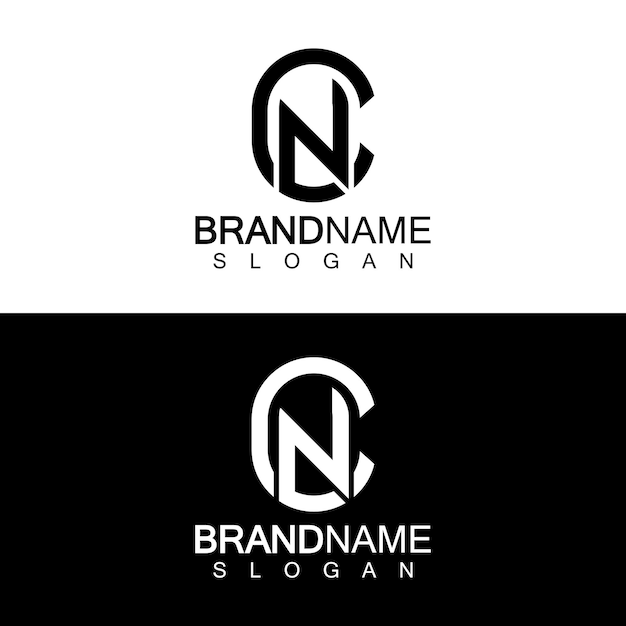 Vetor design de logotipo comercial de letras do alfabeto cn ou nc