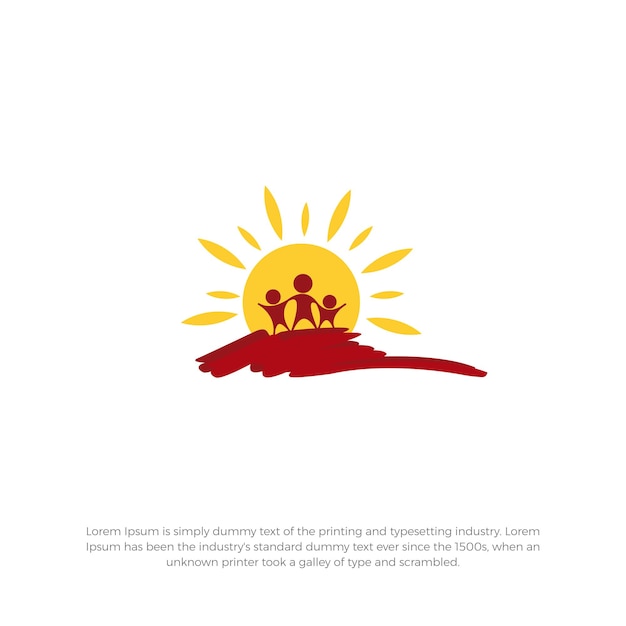 Vetor design de logotipo comercial para crianças do nascer do sol