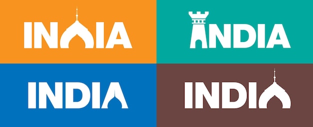 Design de logotipo conceitual da índia com lugares icônicos