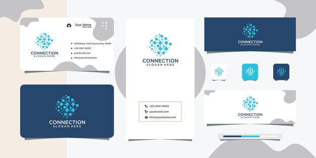 Design de logotipo Conexão abstrata e design de cartão de visita