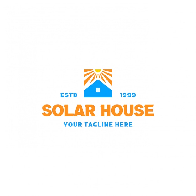 Design de logotipo criativo casa solar