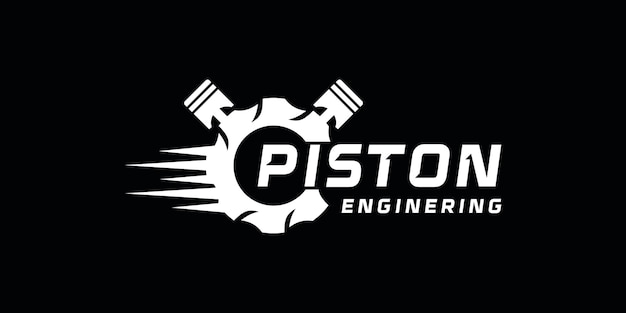 Design de logotipo criativo do motor de pistão, logotipo para oficina, corrida e reparo